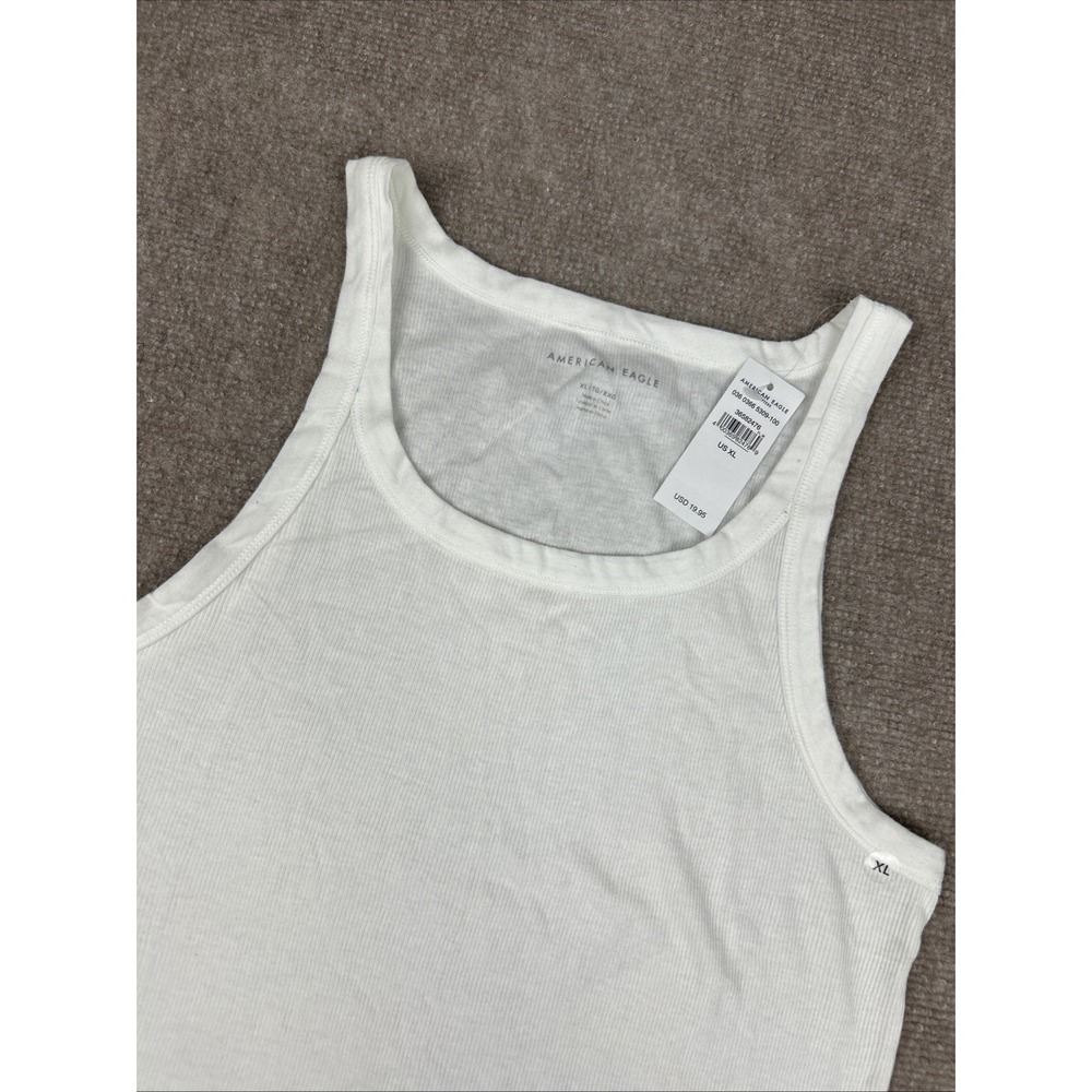 American Eagle Outfitters True Tank Top Womens XL White Ribbed Scoop Neck